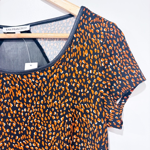 SAN FRANCISCO Black orange abstract print short sleeve dress | X-Small * - Picture 4 of 6